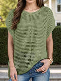 Openwork Round Neck Short Sleeve Cover-Up - Trendsi - Flyclothing LLC