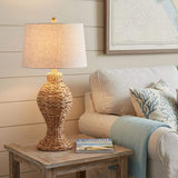 31" Natural Water Hyacinth Urn Table Lamp With Drum Shade - HomeRoots - Flyclothing LLC