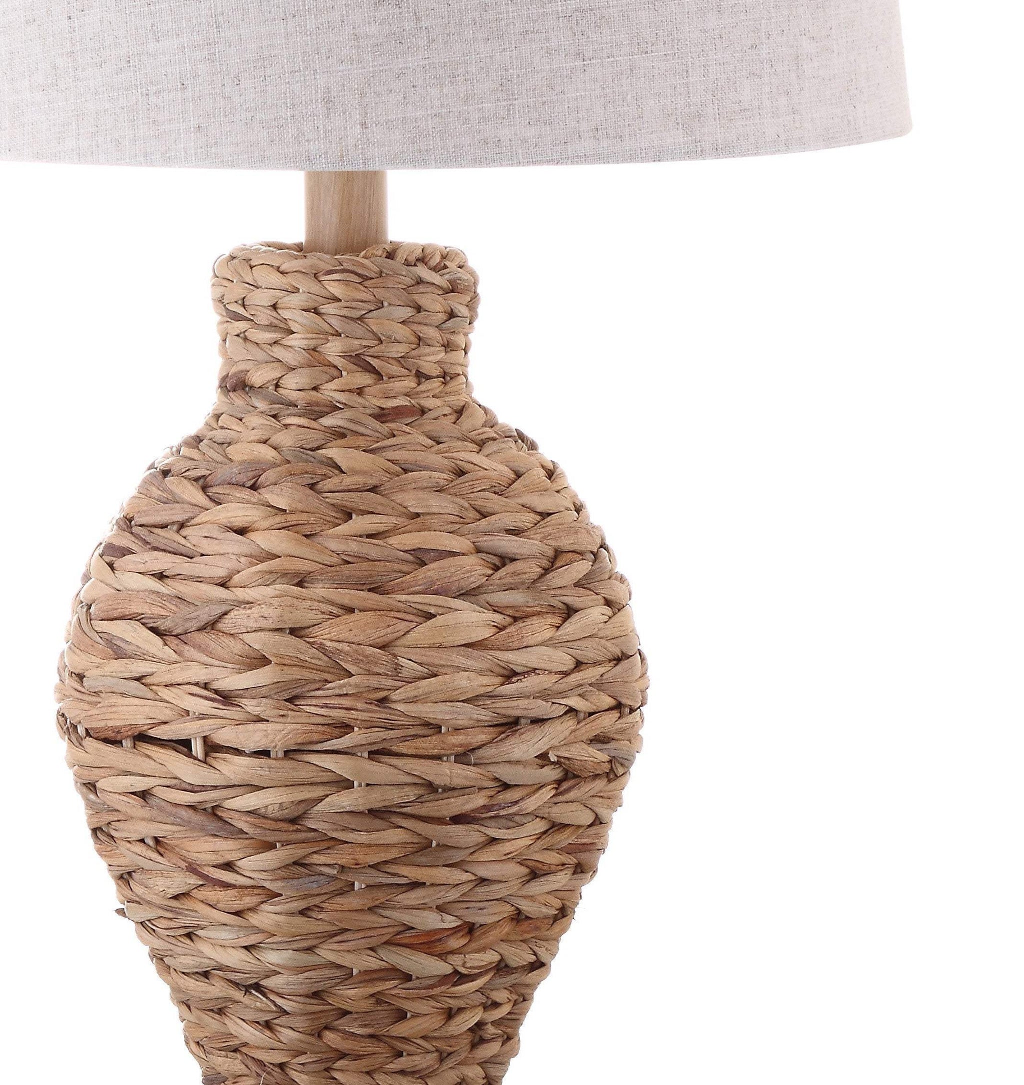 31" Natural Water Hyacinth Urn Table Lamp With Drum Shade - HomeRoots - Flyclothing LLC