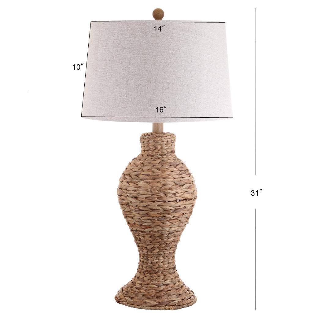 31" Natural Water Hyacinth Urn Table Lamp With Drum Shade - HomeRoots - Flyclothing LLC