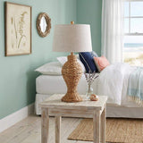 31" Natural Water Hyacinth Urn Table Lamp With Drum Shade - HomeRoots - Flyclothing LLC