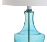 20" Turquoise And Silver Glass Gourd Table Lamp With Drum Shade - HomeRoots - Flyclothing LLC