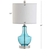 20" Turquoise And Silver Glass Gourd Table Lamp With Drum Shade - HomeRoots - Flyclothing LLC