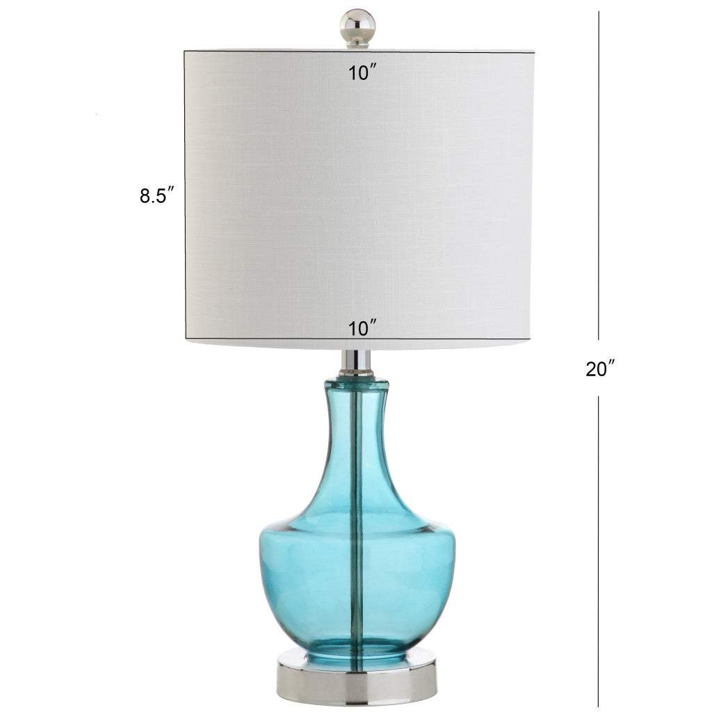 20" Turquoise And Silver Glass Gourd Table Lamp With Drum Shade - HomeRoots - Flyclothing LLC