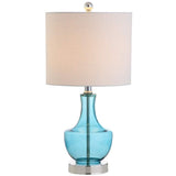 20" Turquoise And Silver Glass Gourd Table Lamp With Drum Shade - HomeRoots - Flyclothing LLC