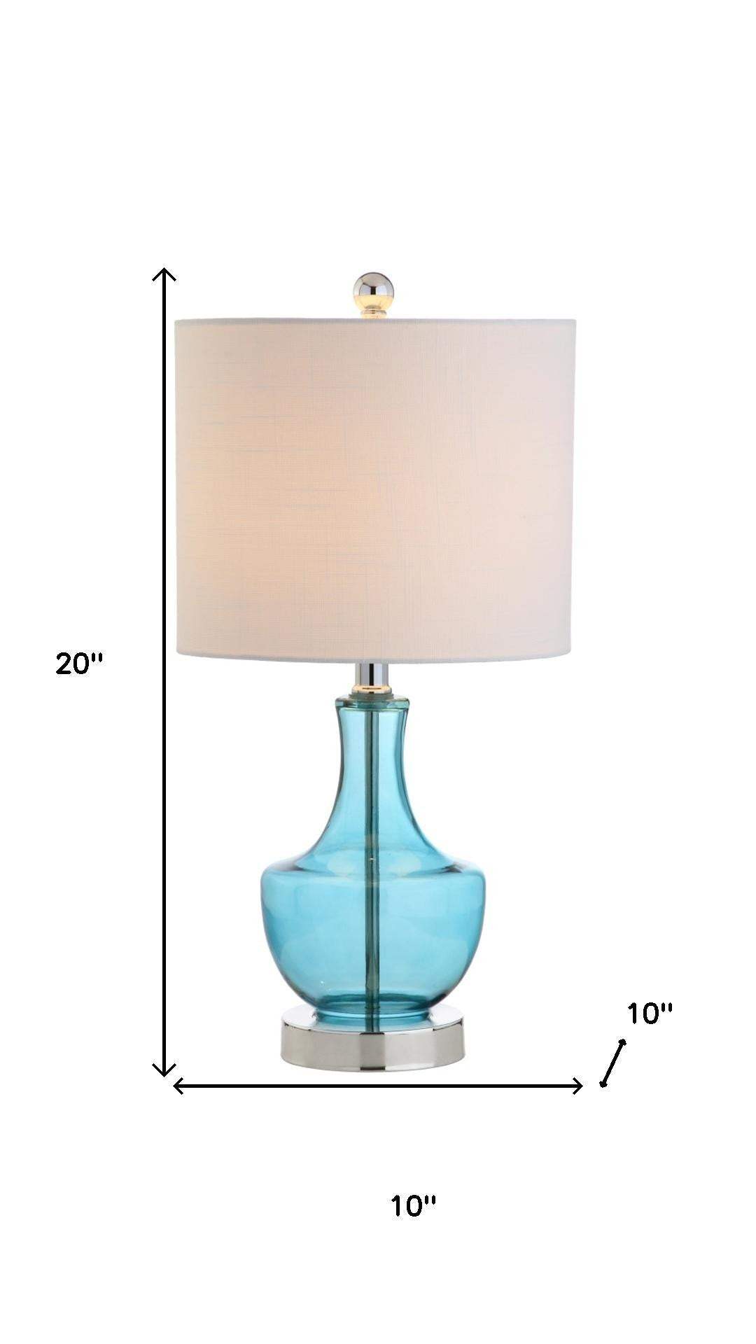 20" Turquoise And Silver Glass Gourd Table Lamp With Drum Shade - HomeRoots - Flyclothing LLC