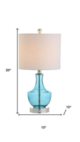 20" Turquoise And Silver Glass Gourd Table Lamp With Drum Shade - HomeRoots - Flyclothing LLC