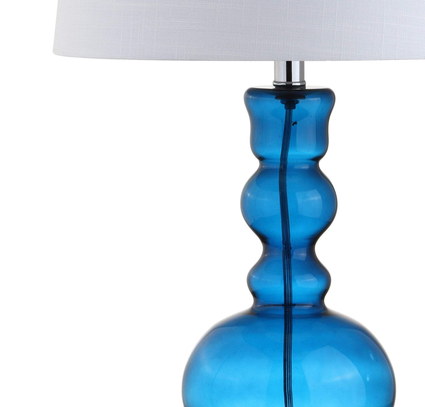 Set of Two 29" Blue Curved Body Glass Table Lamps With Drum Shades - HomeRoots - Flyclothing LLC