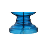 Set of Two 29" Blue Curved Body Glass Table Lamps With Drum Shades - HomeRoots - Flyclothing LLC