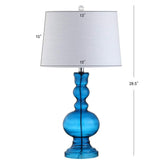 Set of Two 29" Blue Curved Body Glass Table Lamps With Drum Shades - HomeRoots - Flyclothing LLC