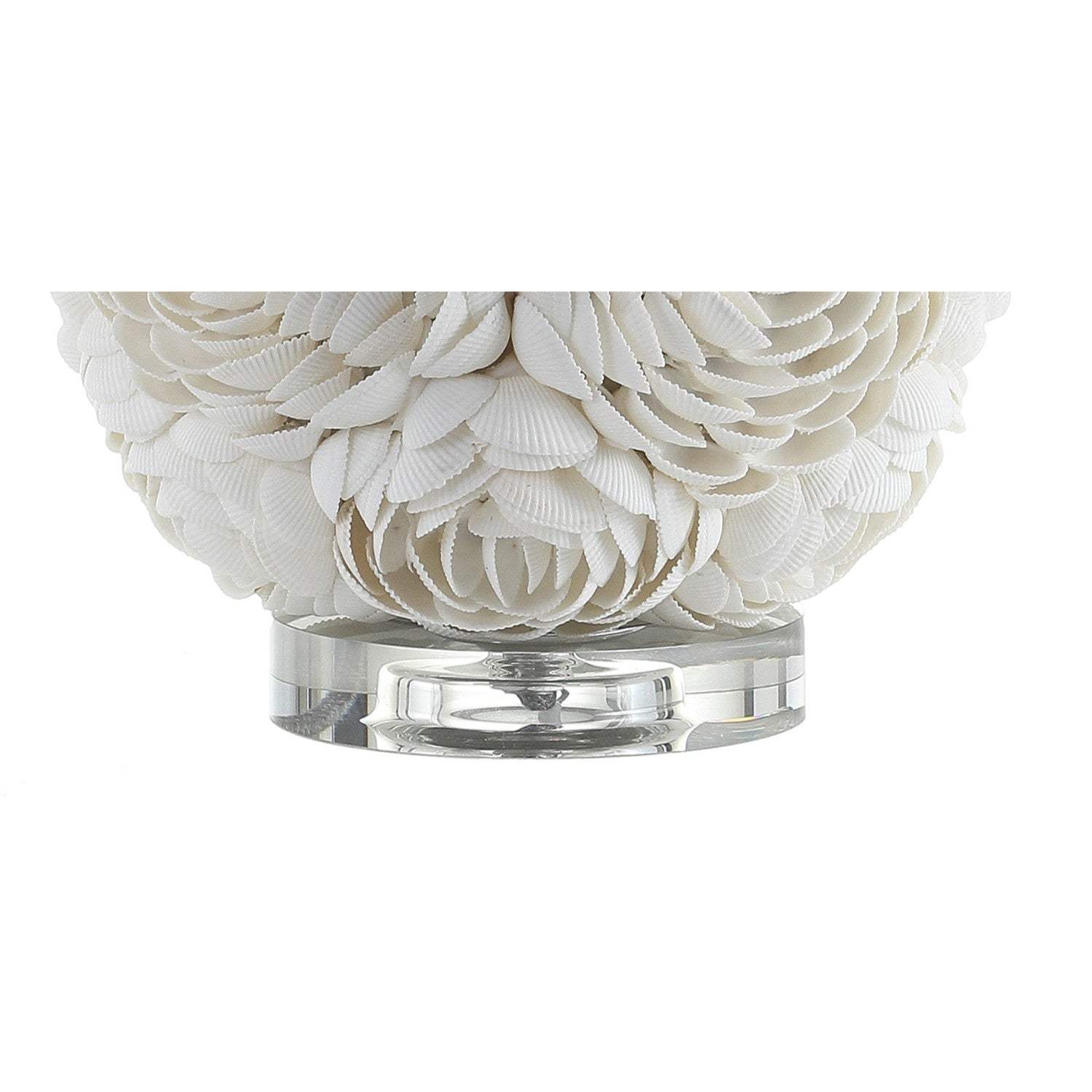 24" Off White Seashell Table Lamp With White Drum Shade - HomeRoots - Flyclothing LLC