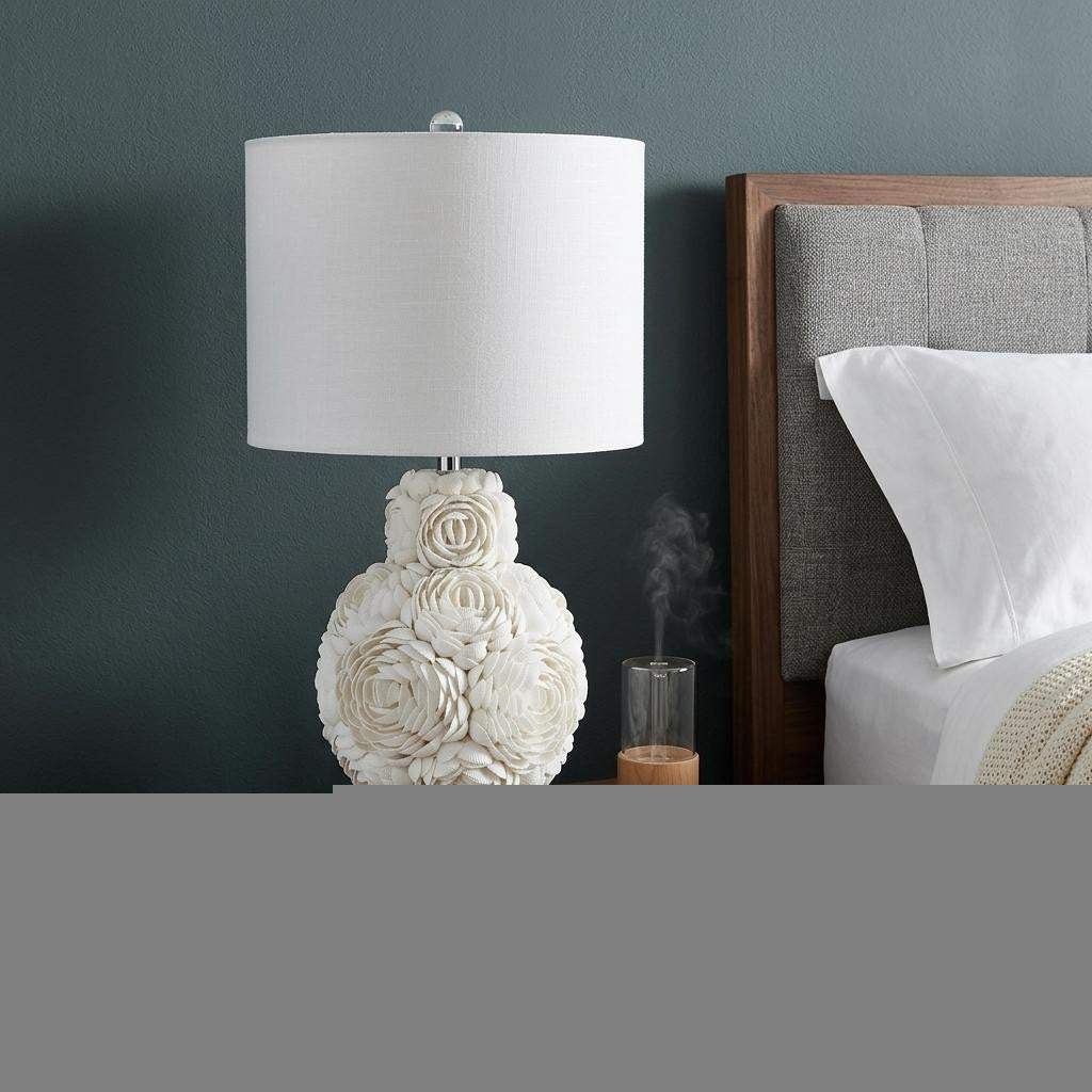 24" Off White Seashell Table Lamp With White Drum Shade - HomeRoots - Flyclothing LLC