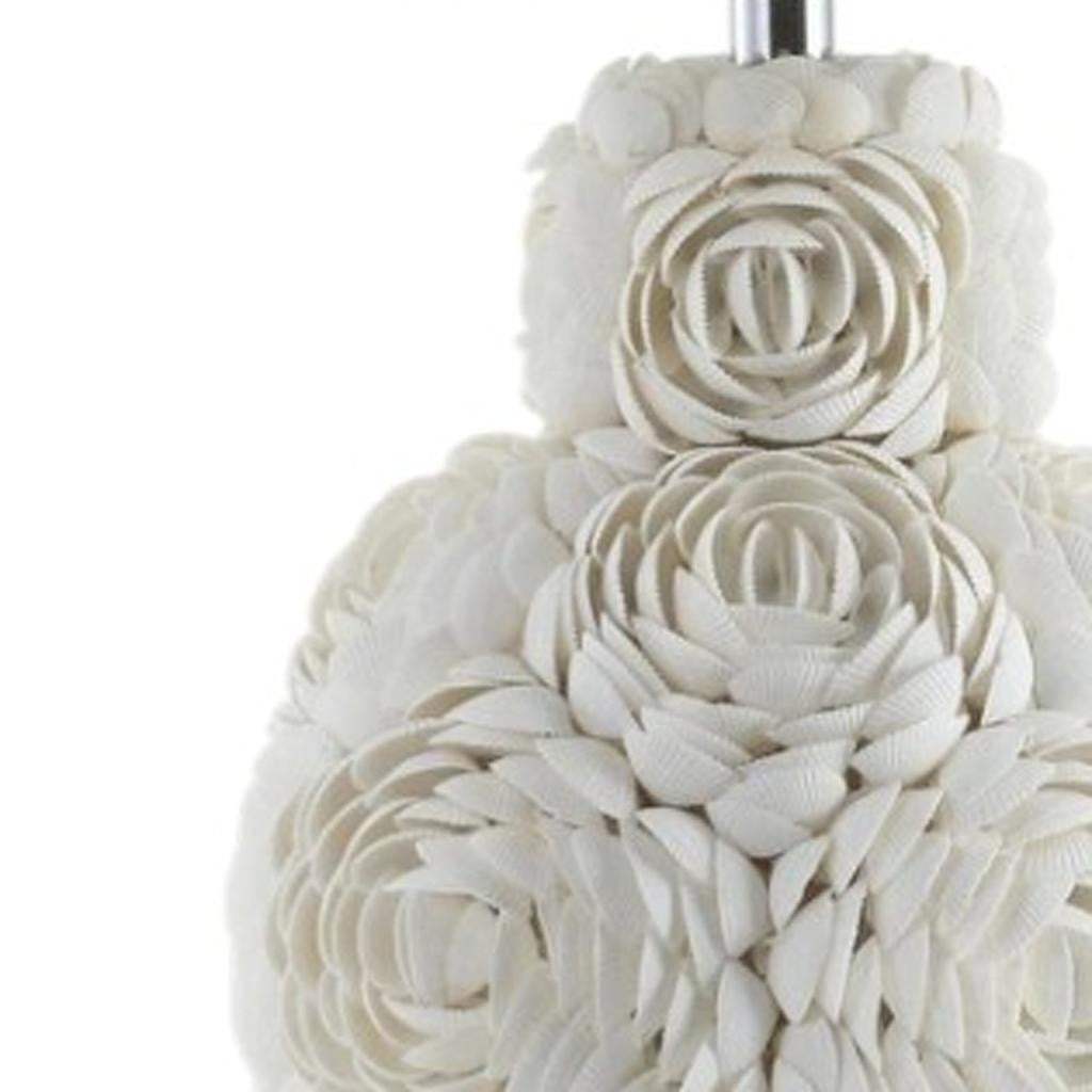 24" Off White Seashell Table Lamp With White Drum Shade - HomeRoots - Flyclothing LLC