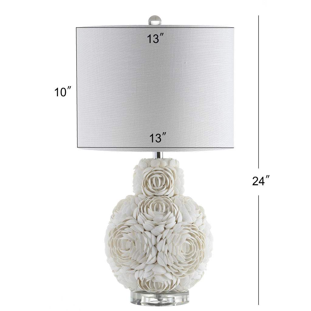 24" Off White Seashell Table Lamp With White Drum Shade - HomeRoots - Flyclothing LLC
