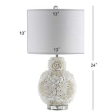 24" Off White Seashell Table Lamp With White Drum Shade - HomeRoots - Flyclothing LLC