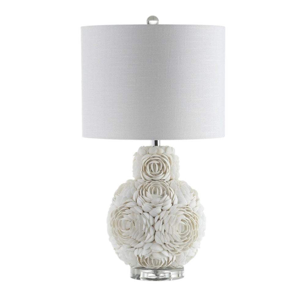 24" Off White Seashell Table Lamp With White Drum Shade - HomeRoots - Flyclothing LLC