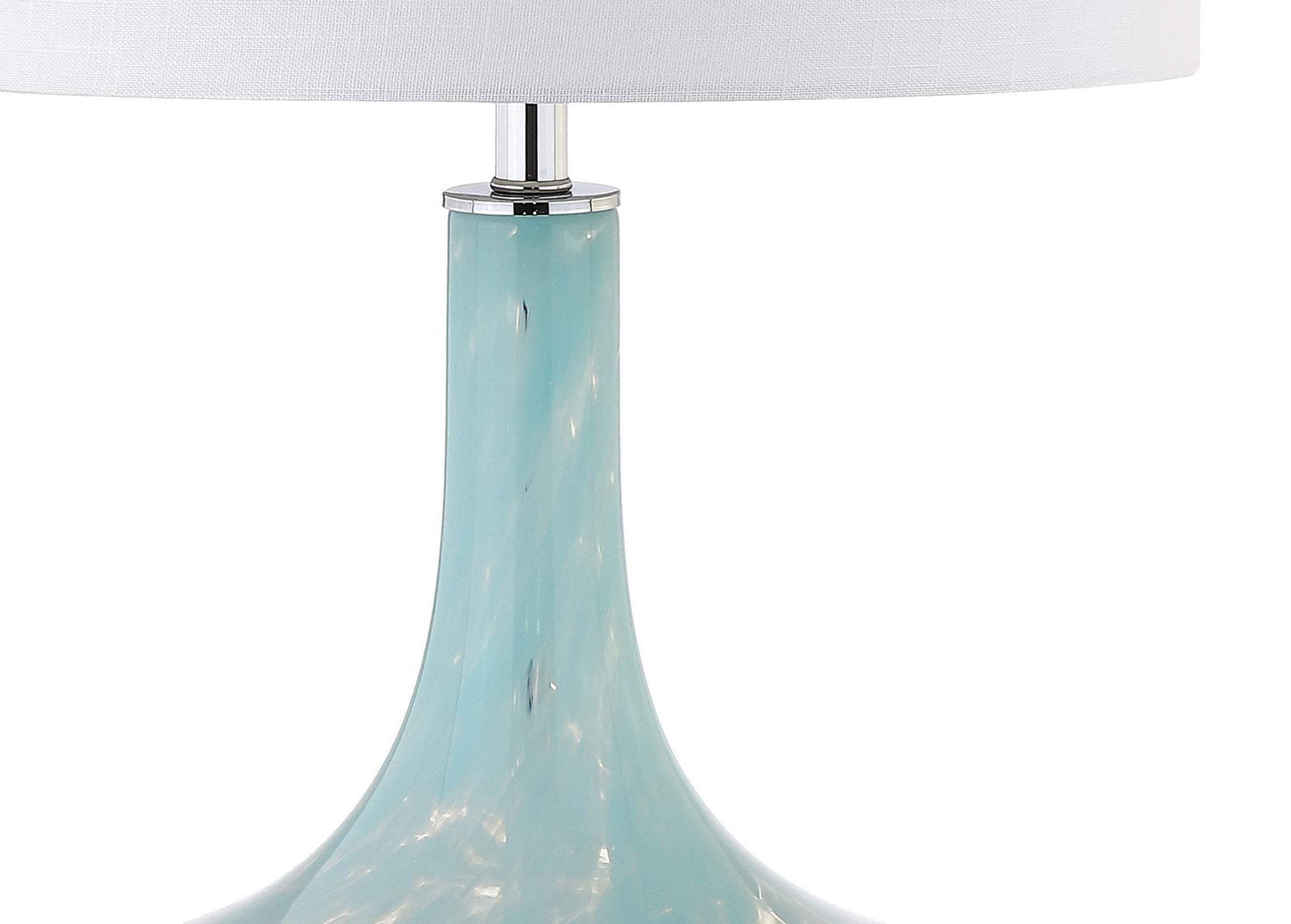29" Light Blue And Clear Teardrop Glass Table Lamp With Drum Shade - HomeRoots - Flyclothing LLC