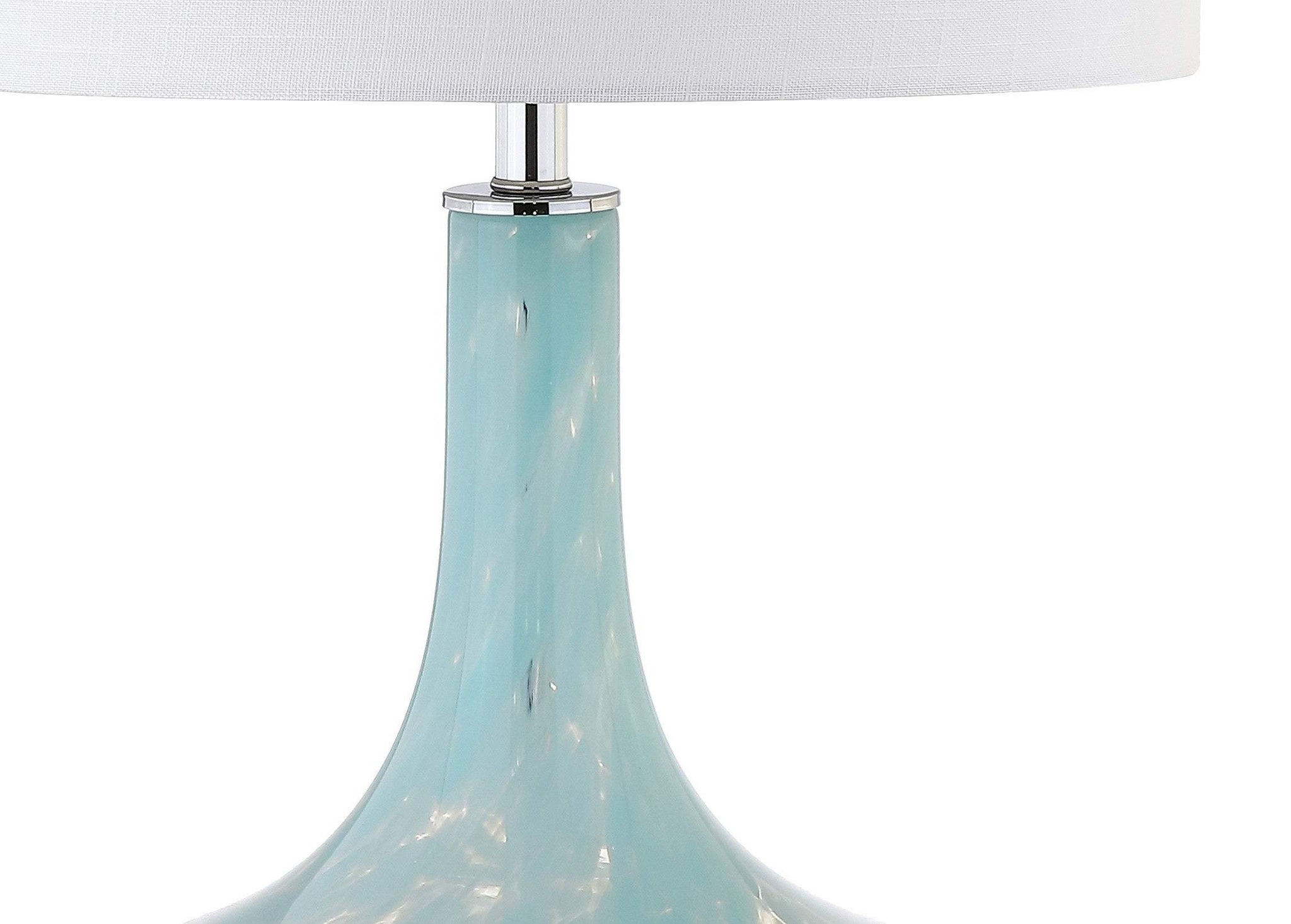 29" Light Blue And Clear Teardrop Glass Table Lamp With Drum Shade - HomeRoots - Flyclothing LLC