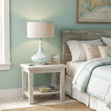 29" Light Blue And Clear Teardrop Glass Table Lamp With Drum Shade - HomeRoots - Flyclothing LLC