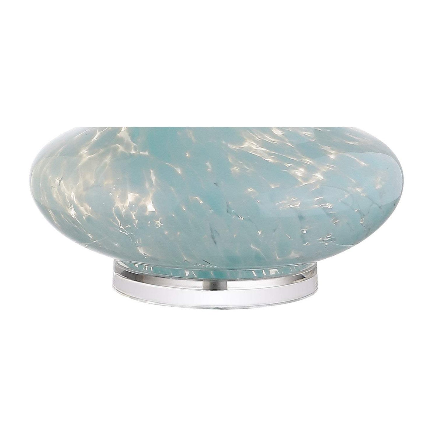 29" Light Blue And Clear Teardrop Glass Table Lamp With Drum Shade - HomeRoots - Flyclothing LLC