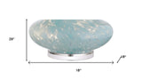 29" Light Blue And Clear Teardrop Glass Table Lamp With Drum Shade - HomeRoots - Flyclothing LLC