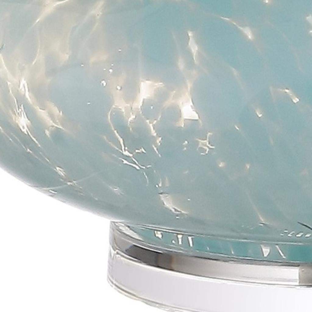 29" Light Blue And Clear Teardrop Glass Table Lamp With Drum Shade - HomeRoots - Flyclothing LLC