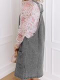 Wide Strap Button Down Denim Overall Dress - Trendsi