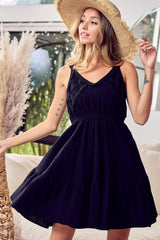 BiBi V-Neck Ruffle Hem Mini Cami Dress - Trendsi - Flyclothing LLC