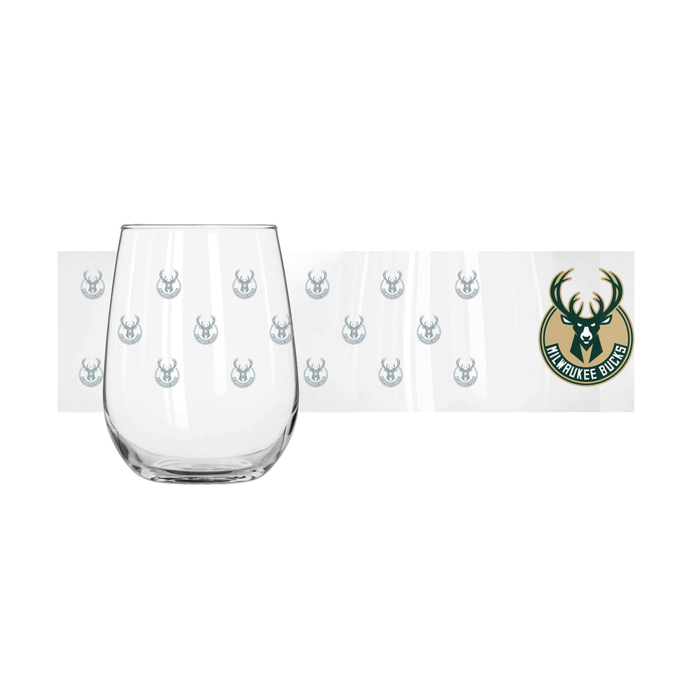 Milwaukee Bucks 16oz Satin Etch Curved Beverage Glass - Logo Brands - Flyclothing LLC
