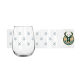 Milwaukee Bucks 16oz Satin Etch Curved Beverage Glass - Logo Brands - Flyclothing LLC