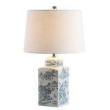 25" Blue And White Table Lamp With Drum Shade - HomeRoots - Flyclothing LLC