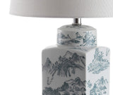25" Blue And White Table Lamp With Drum Shade - HomeRoots - Flyclothing LLC