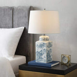 25" Blue And White Table Lamp With Drum Shade - HomeRoots - Flyclothing LLC