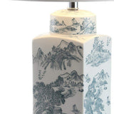 25" Blue And White Table Lamp With Drum Shade - HomeRoots - Flyclothing LLC