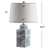 25" Blue And White Table Lamp With Drum Shade - HomeRoots - Flyclothing LLC