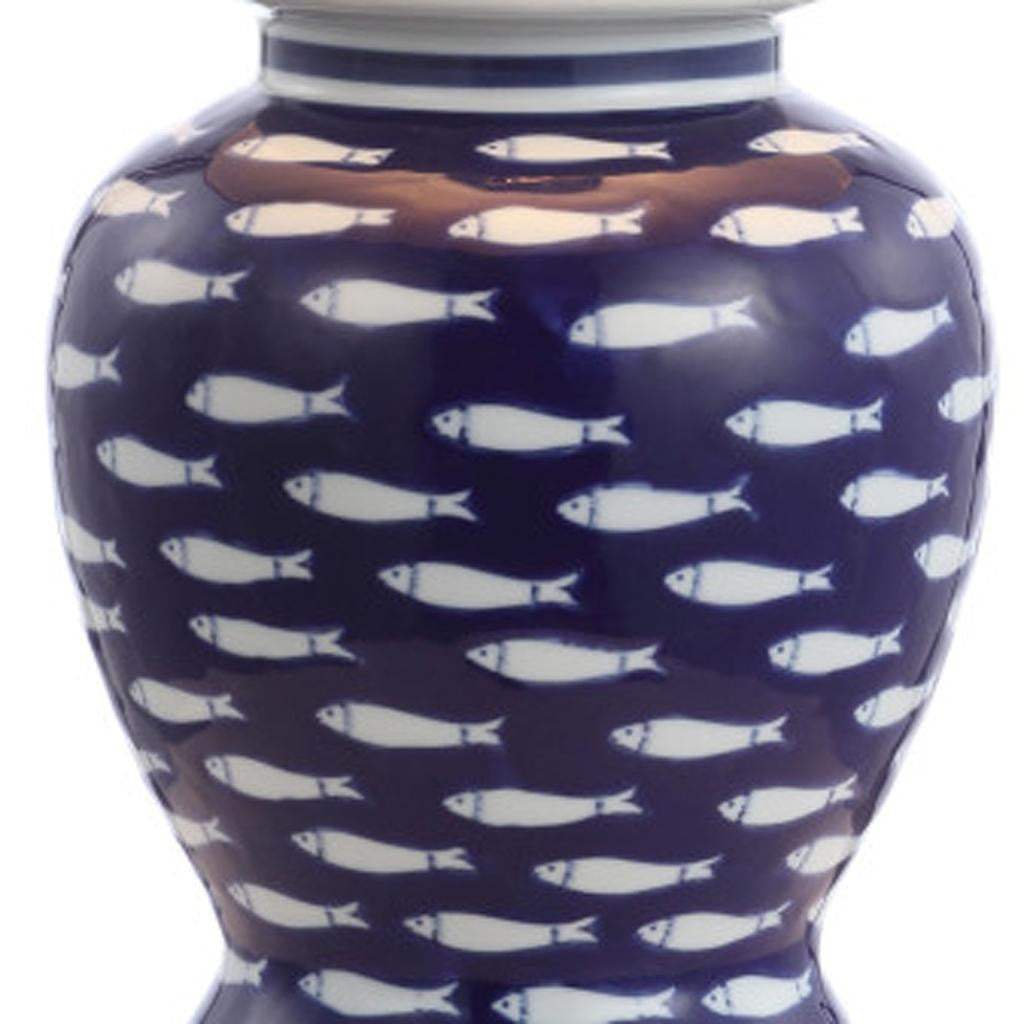22" Navy Blue White And Gold Urn Table Lamp With Empire Shade - HomeRoots - Flyclothing LLC