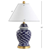 22" Navy Blue White And Gold Urn Table Lamp With Empire Shade - HomeRoots - Flyclothing LLC