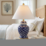 22" Navy Blue White And Gold Urn Table Lamp With Empire Shade - HomeRoots - Flyclothing LLC
