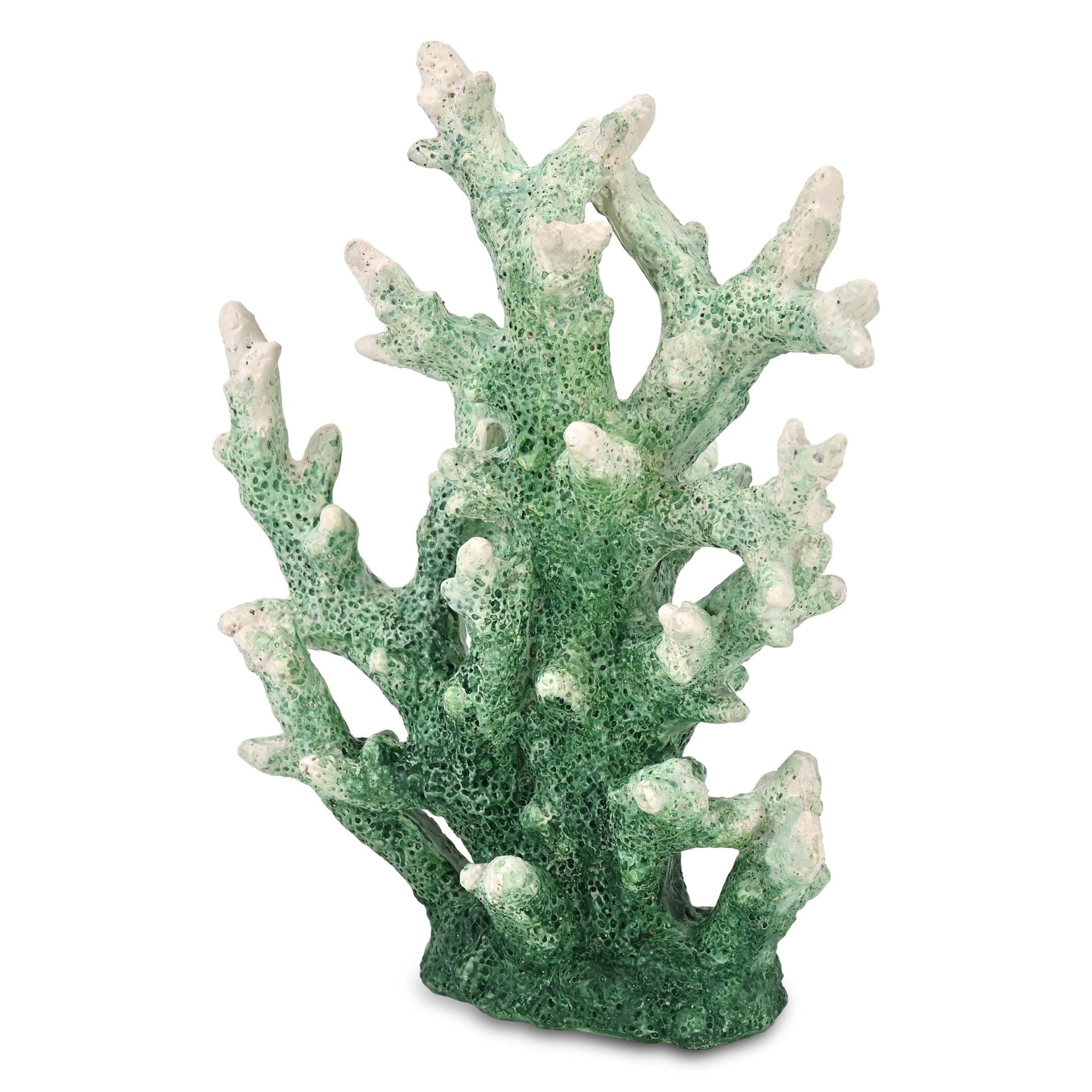 9" Green Resin Hand Painted Coral Tabletop Sculpture - HomeRoots - Flyclothing LLC