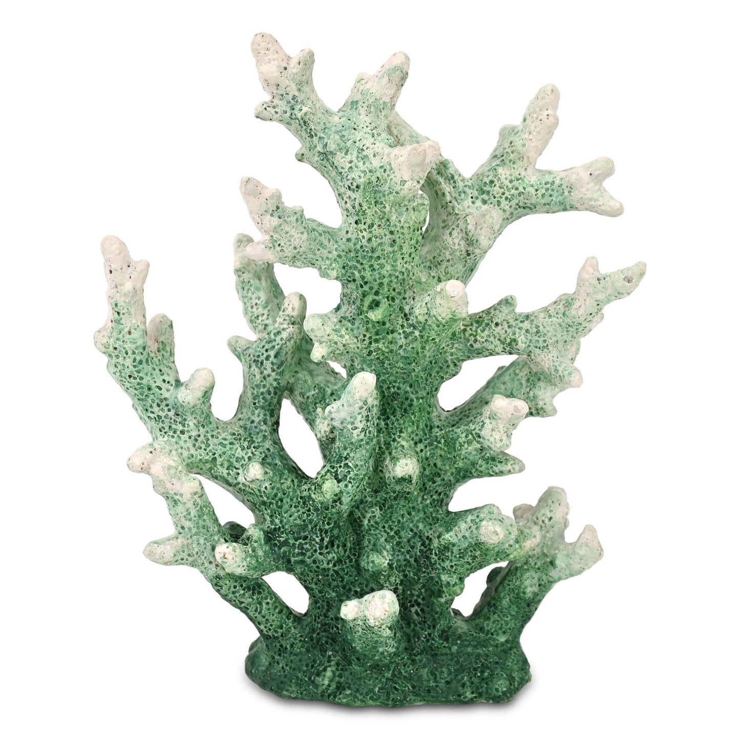 9" Green Resin Hand Painted Coral Tabletop Sculpture - HomeRoots - Flyclothing LLC