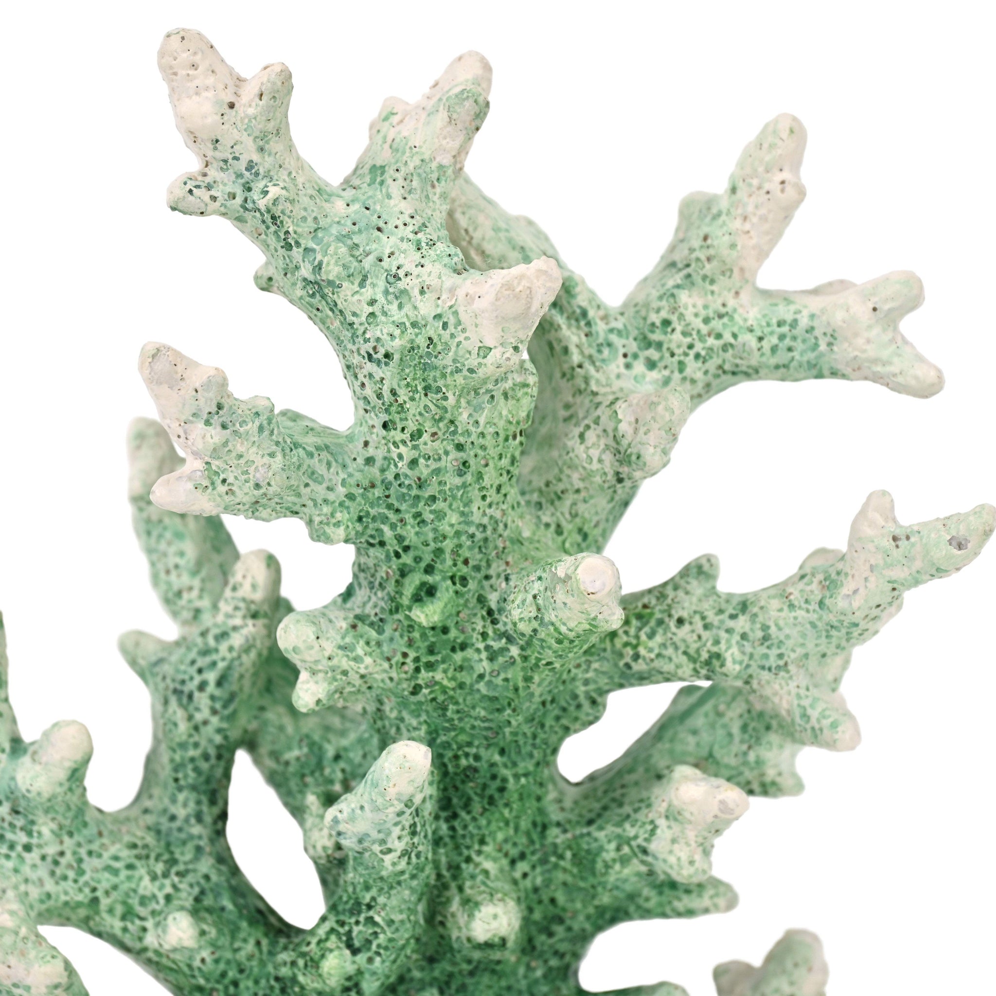 9" Green Resin Hand Painted Coral Tabletop Sculpture - HomeRoots - Flyclothing LLC