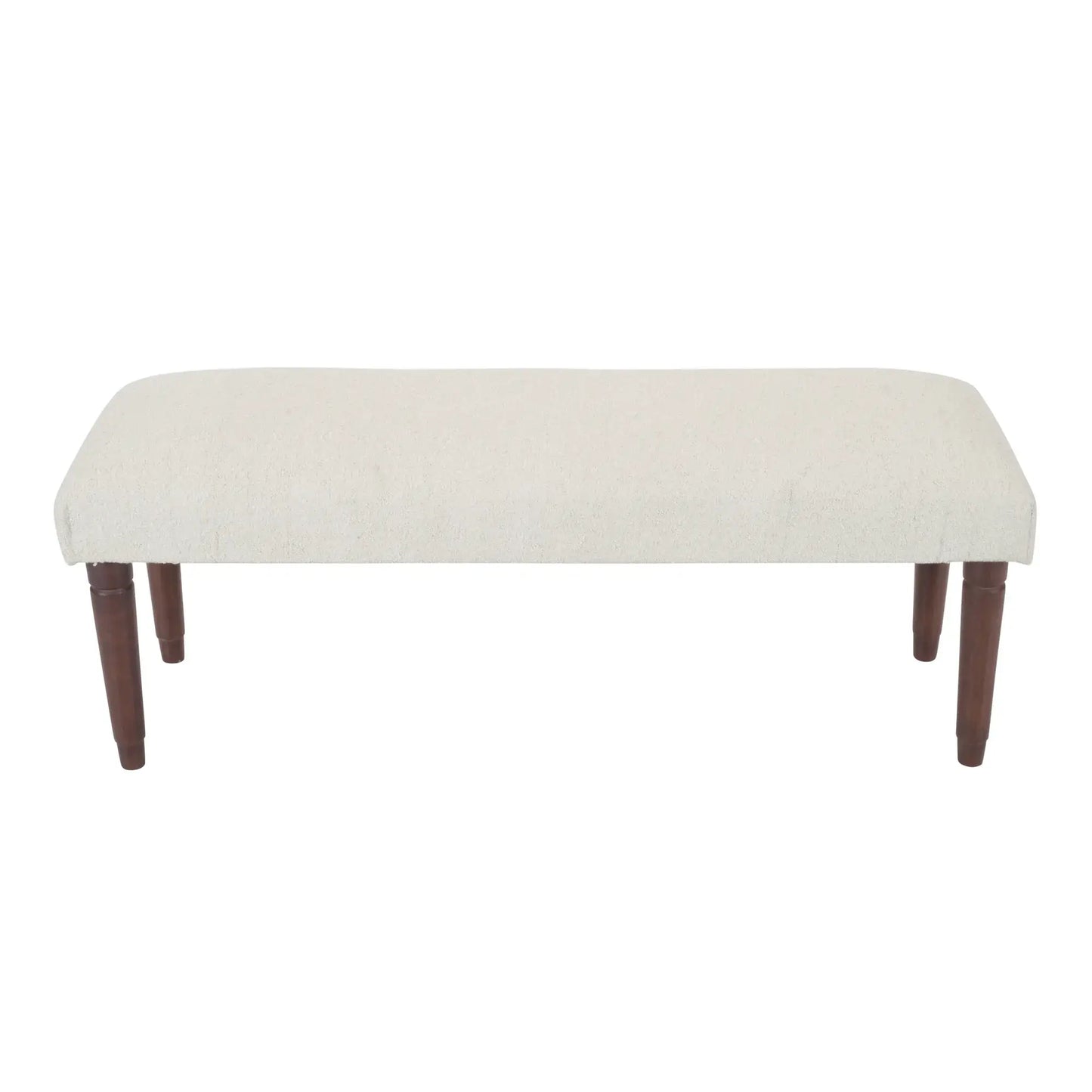 47" Cream and Brown Boucle and Solid Wood Upholstered Bench - Homeroots - Flyclothing LLC