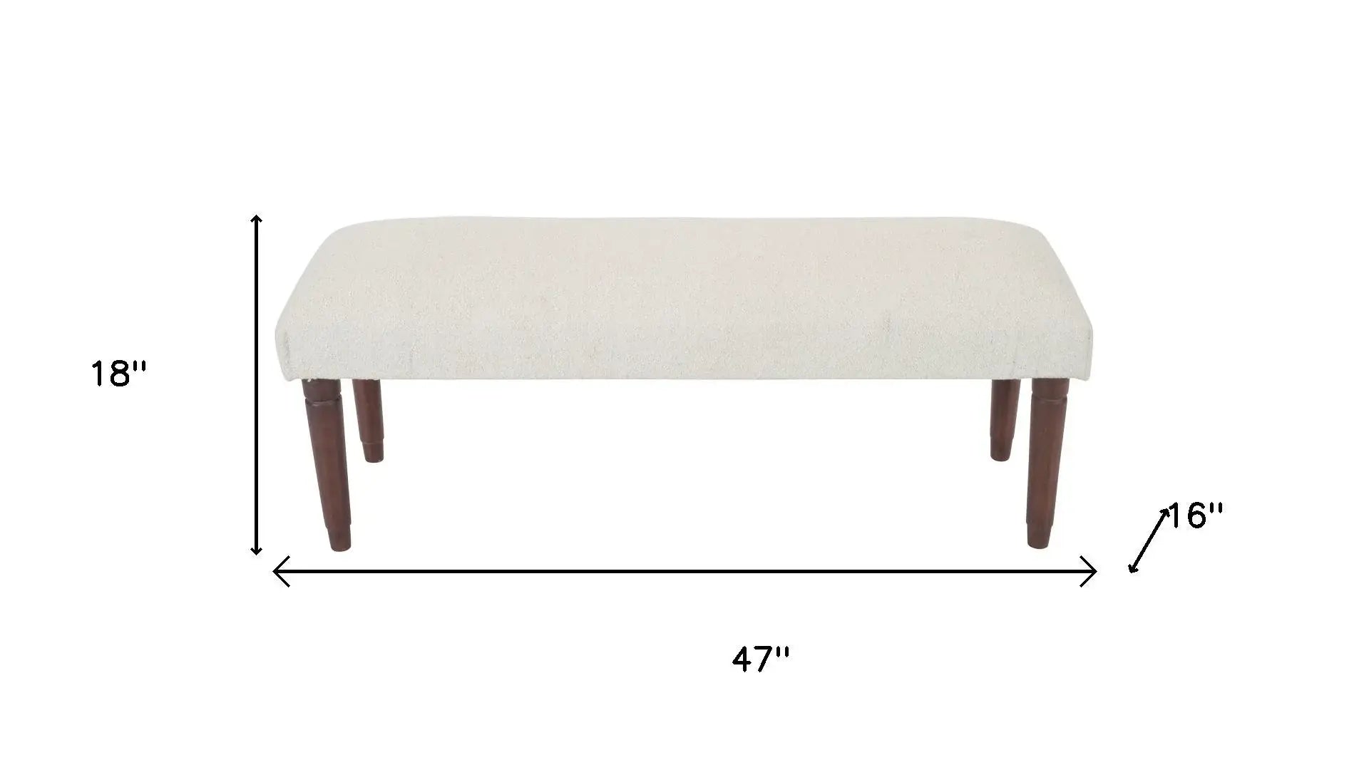 47" Cream and Brown Boucle and Solid Wood Upholstered Bench - Homeroots - Flyclothing LLC