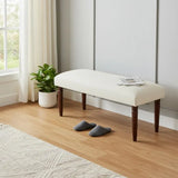 47" Cream and Brown Boucle and Solid Wood Upholstered Bench - Homeroots - Flyclothing LLC