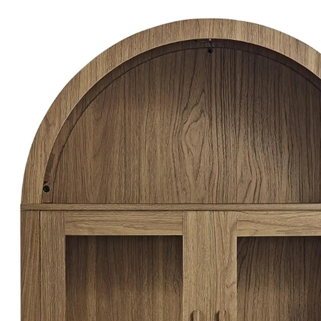 67" Brown Wood Oval Accent Cabinet With Two Doors - Homeroots - Flyclothing LLC