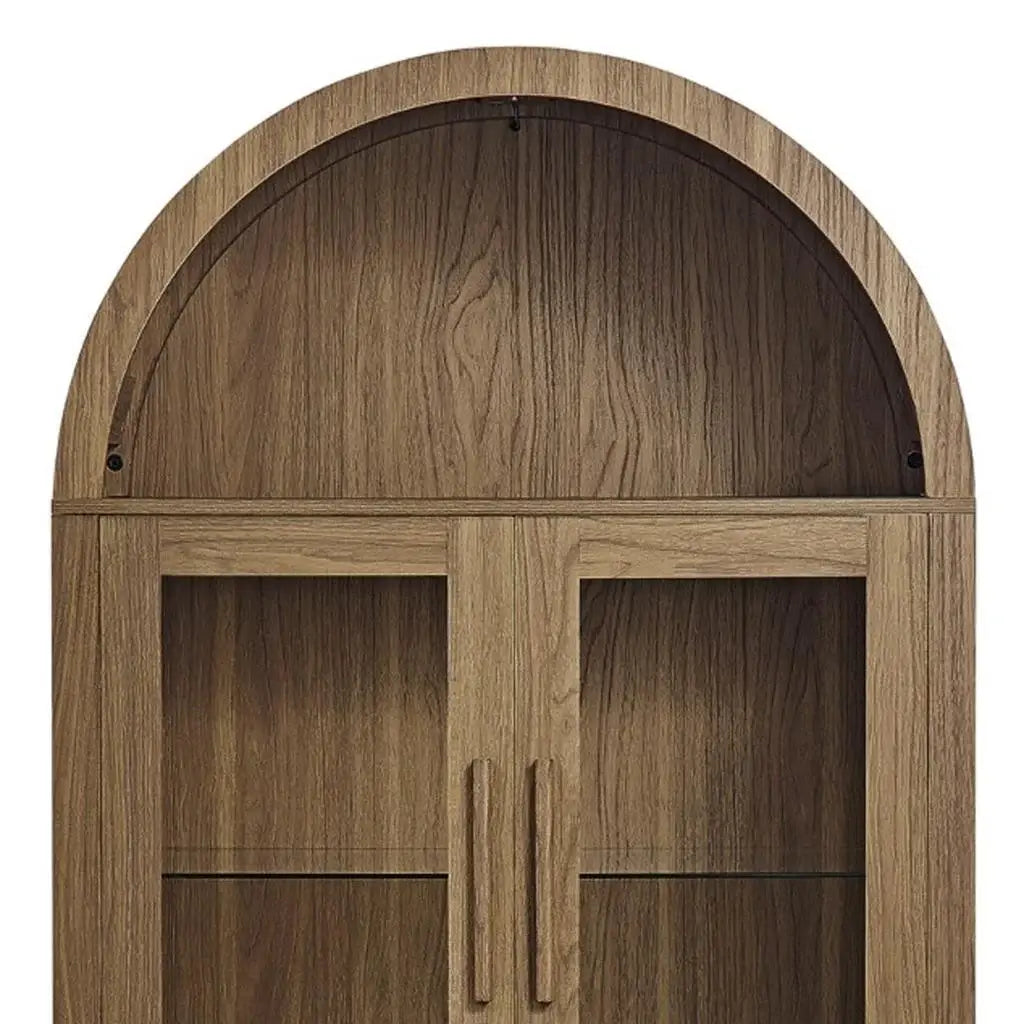 67" Brown Wood Oval Accent Cabinet With Two Doors - Homeroots - Flyclothing LLC