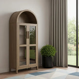 67" Brown Wood Oval Accent Cabinet With Two Doors - Homeroots - Flyclothing LLC