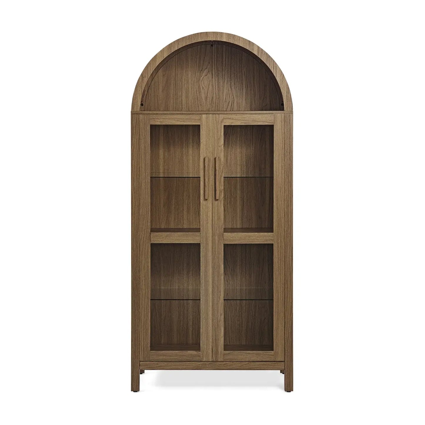 67" Brown Wood Oval Accent Cabinet With Two Doors - Homeroots - Flyclothing LLC