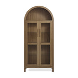 67" Brown Wood Oval Accent Cabinet With Two Doors - Homeroots - Flyclothing LLC