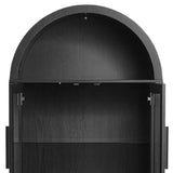 30" Black Wood Oval Accent Cabinet With Two Doors - Homeroots - Flyclothing LLC